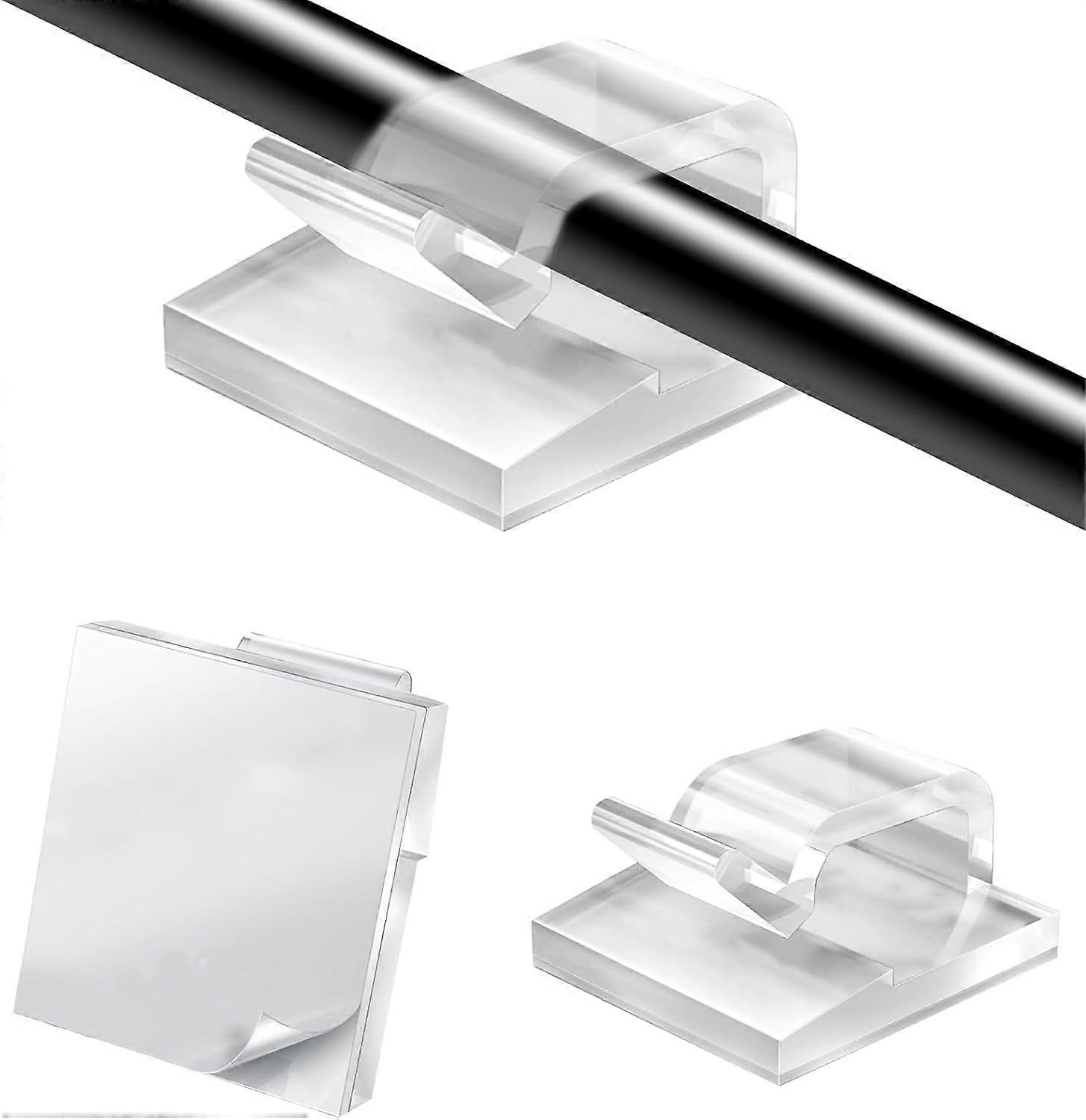 60 Pack SelfAdhesive Transparent Cable Clips for Desk Cable Management and Clutter Reduction