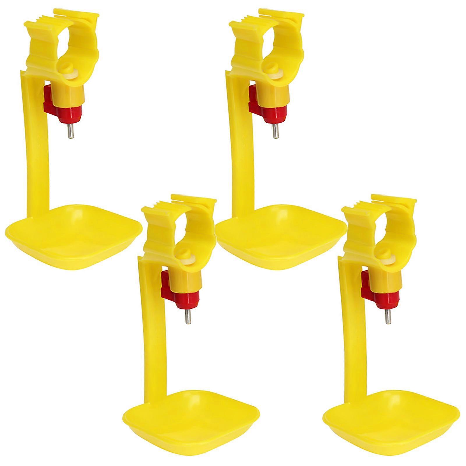 Chicken Drinking Fountains Plastic Automatic Waterer 4Pcs Hanging Cups Yellow