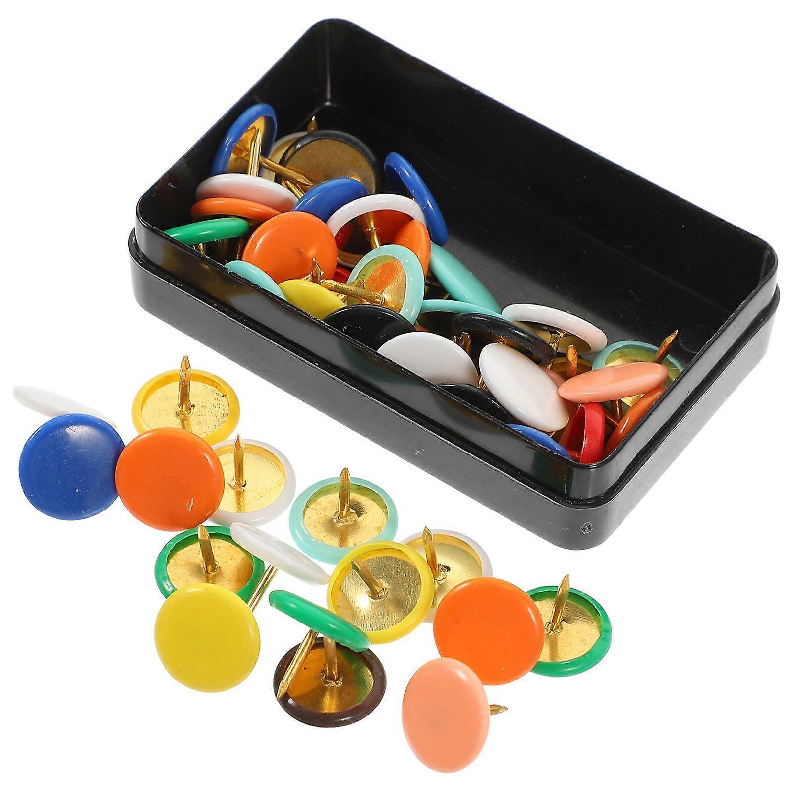 Thumb Tacks Flat Round Head Pushpin for Fixing 100Pcs Assorted Color