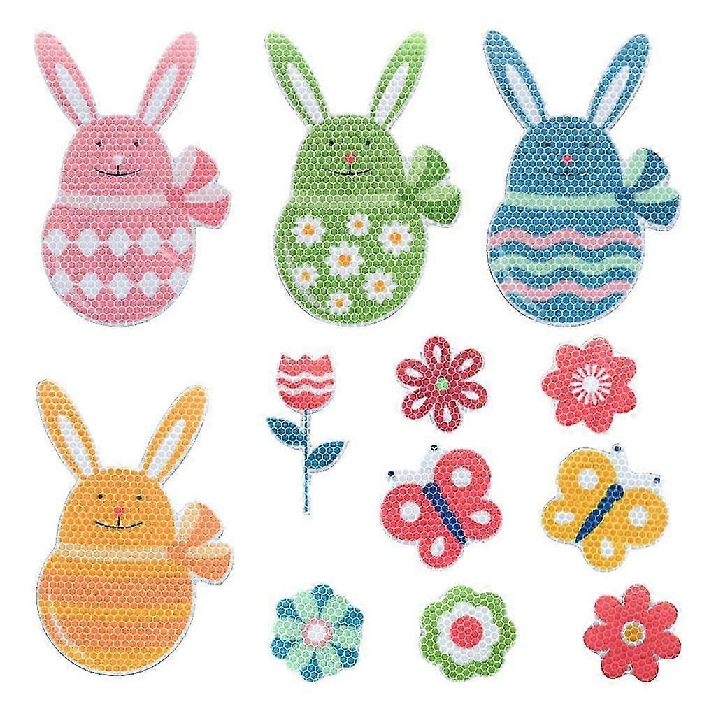 1 Set Easter Bunny Reflective Magnet Car Decorations Easter Eggs Flowers Sticker