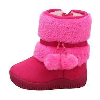 Kinderschuhe im Ausverkauf: Schneestiefel für Kleinkinder, Mädchen, Outdoor-Schuhe, rutschfeste Stiefeletten mit seitlichem Reißverschluss, Pink