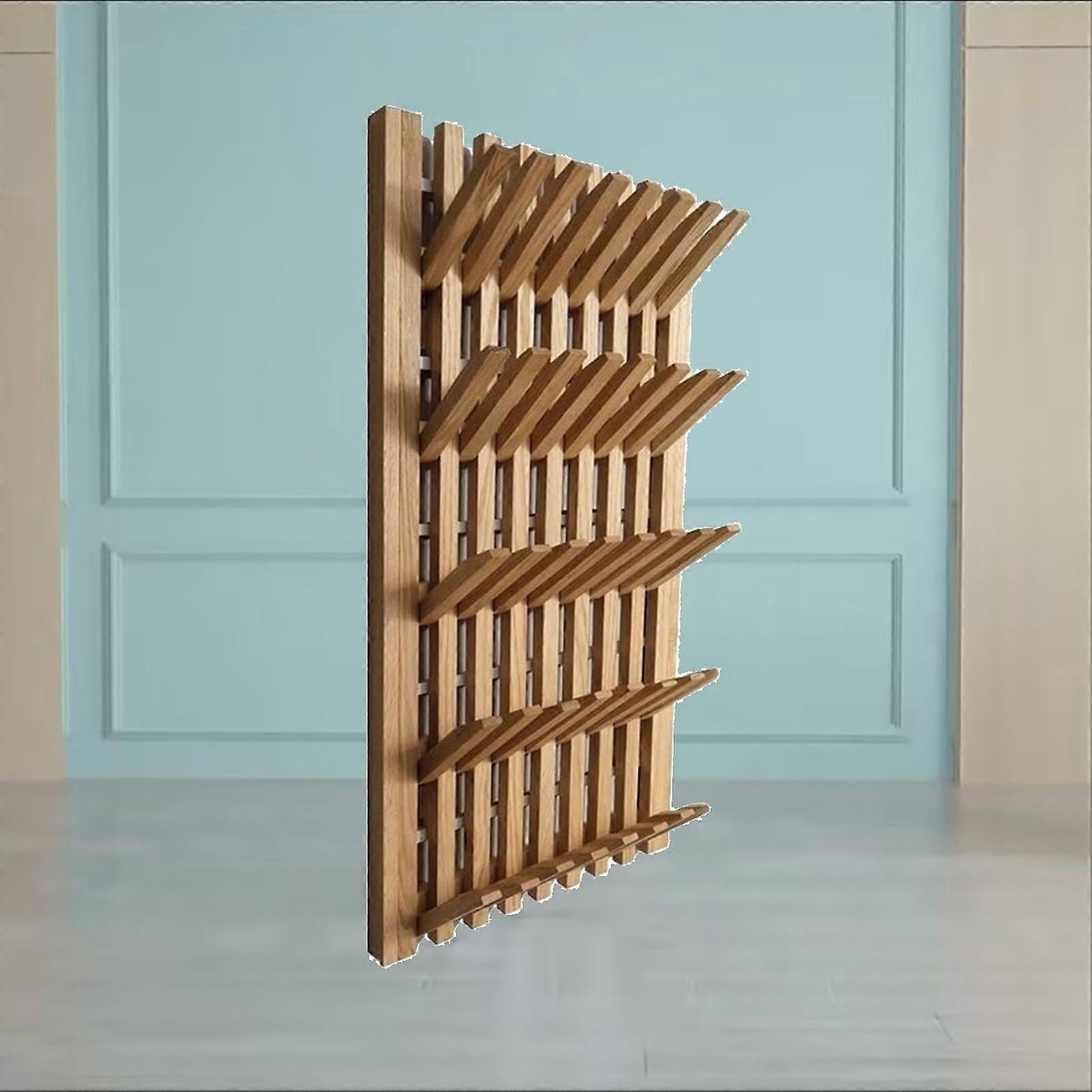 Wall Mounted Coat Rack with FlipDown Wooden Hooks Solid Wood SpaceSaving Design 55x168cm