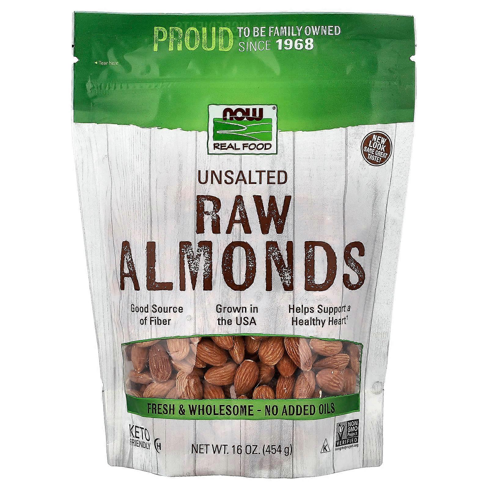 Now Foods, Real Food, Raw Almonds, Unsalted, 16 oz (454 g)