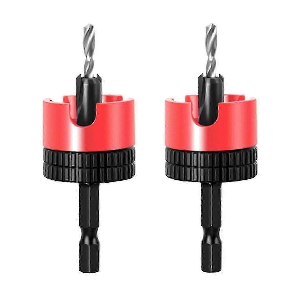 2PC Woodworking Countersink Drill Set, Adjustable Depth, Hex Shank