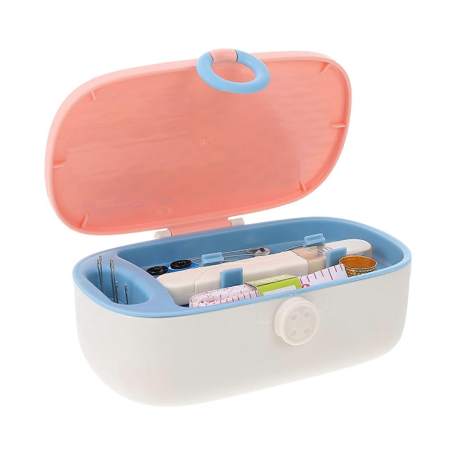 Sewing Thread Box for Storage Use Portable Needlework Box 1 Kit Pink