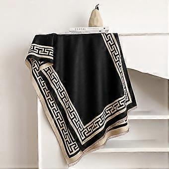 Xale Pashmina Feminino com Estampa Geométrica, Cachecol Quente de Caxemira, Manta Grossa de Luxo para o Inverno, Bufanda, Bandana, Poncho