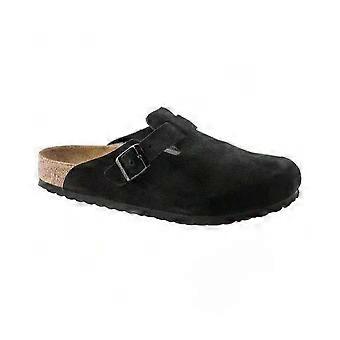 Birkenstock Boston Soft Footbed Suede Unisex Shoes   Antislip House Sandals With Adjustable -Buckle   Color--Black,EUR 42