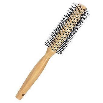 Round Curling Comb with al Wooden Handle Made of Pure Beech Wood,Gentle Nylon