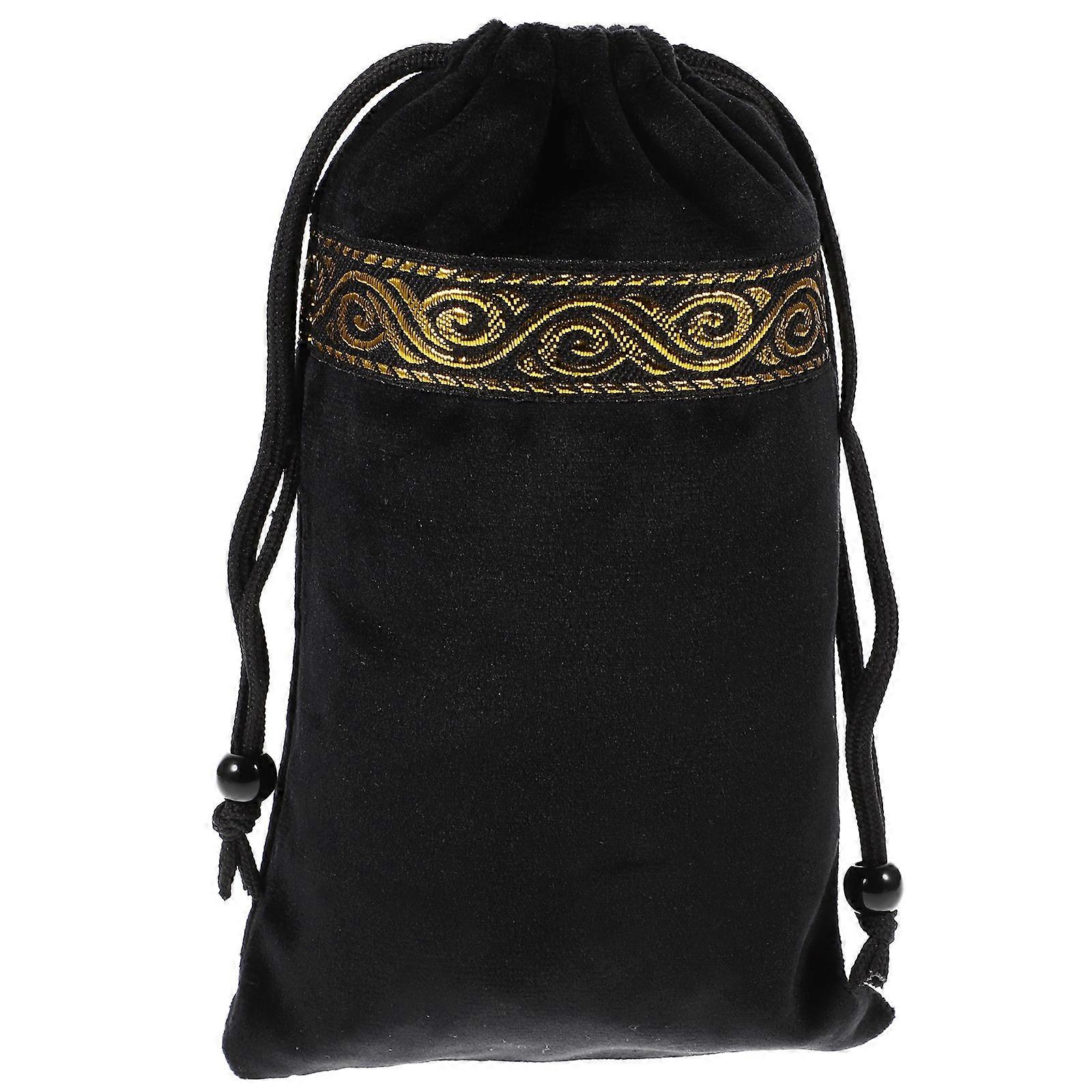 Tarot Card Bag Storage Bag for Cards Durable Black Drawstring