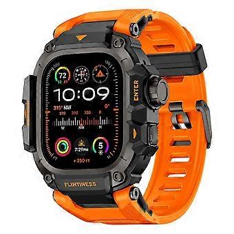 Rugged Watch Case with Strap Compatible For Apple Watch Ultra 3 49mm / Ultra 2 49mm / Ultra 49mm Silicone Band Protective Cover