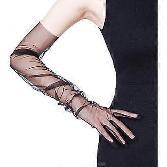 Women's Long Sheer Tulle Opera Gloves, High Quality Lightweight Soft Breathable Tulle, Elastic Secure Fit, Easy On/Off, for Bridal, Prom, Formal Event