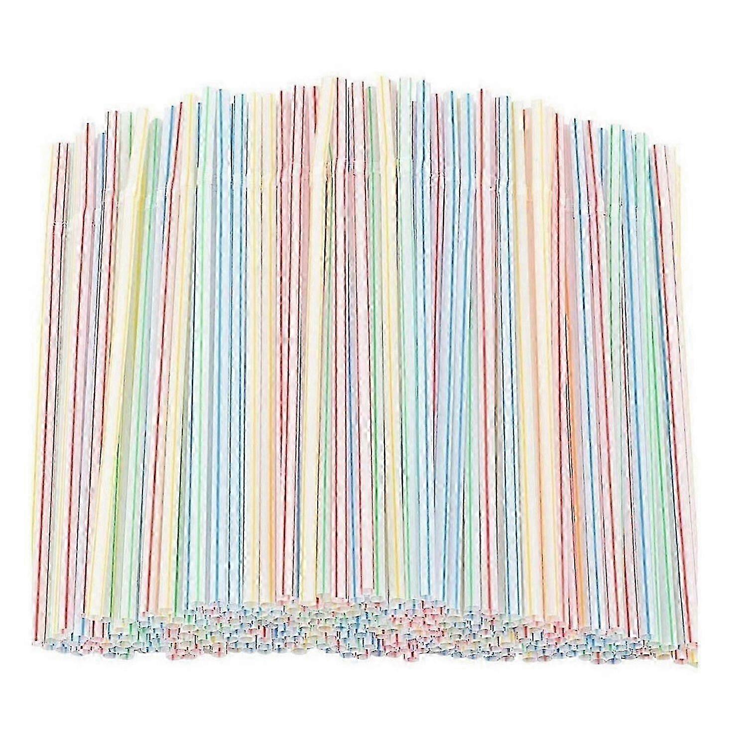 Multi-Colored Striped 500pcs 8 Inches Bendable Plastic Drinking Straws