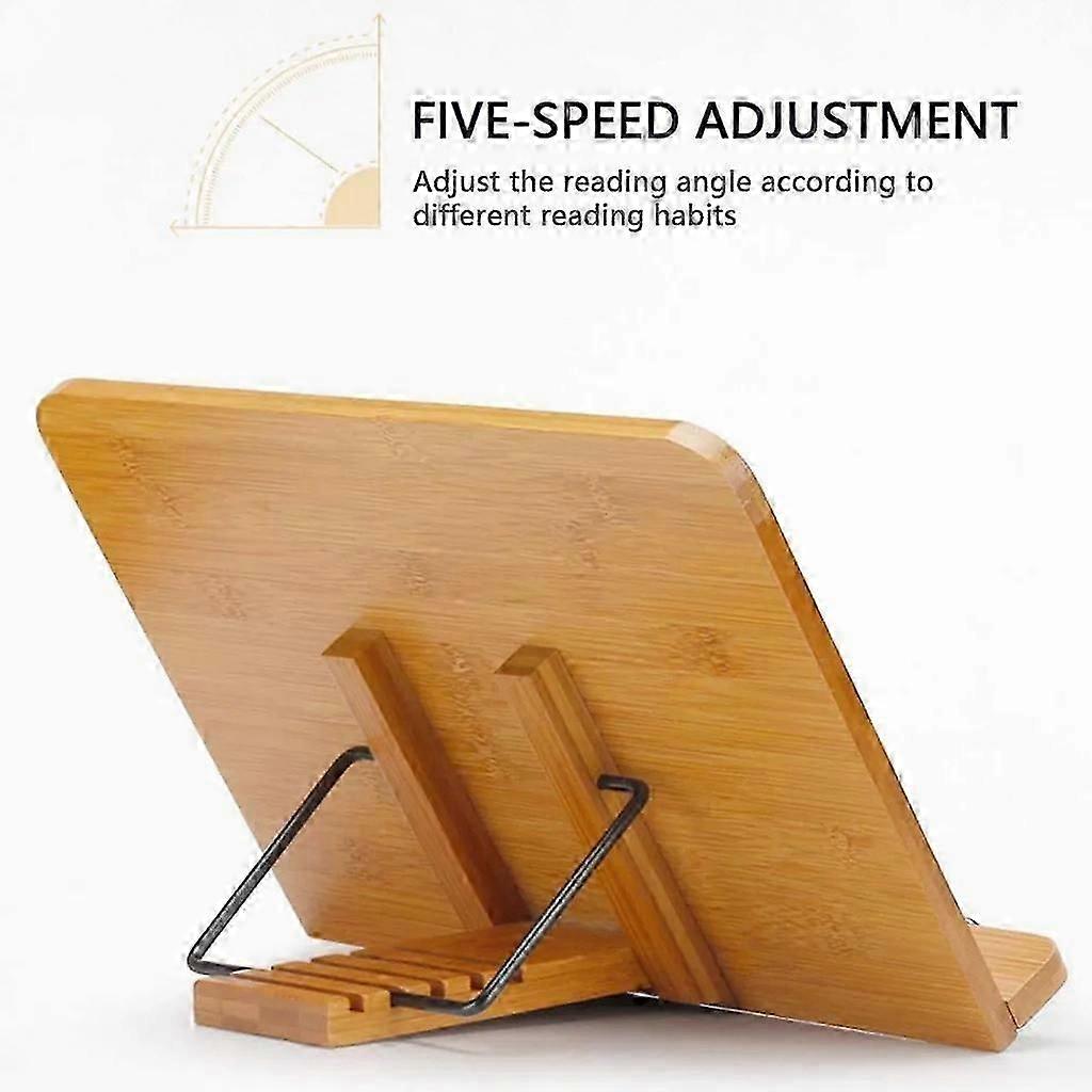 Adjustable Wooden Book Stand, Compatible with 34cm Kitchen Tablet, Foldable