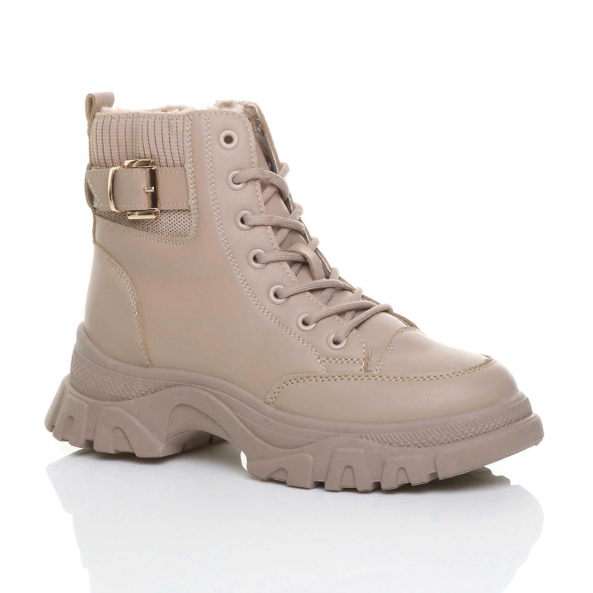 Low Heel Chunky Flatform Ankle Boots
