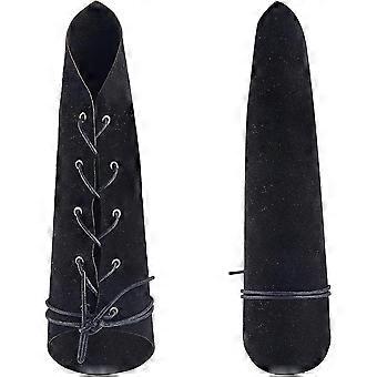 2PCS Black Leather Arm Guards Women's Adjustable PU Leather Archery Bracers Retro Renaissance Gauntlet Wristband Arm