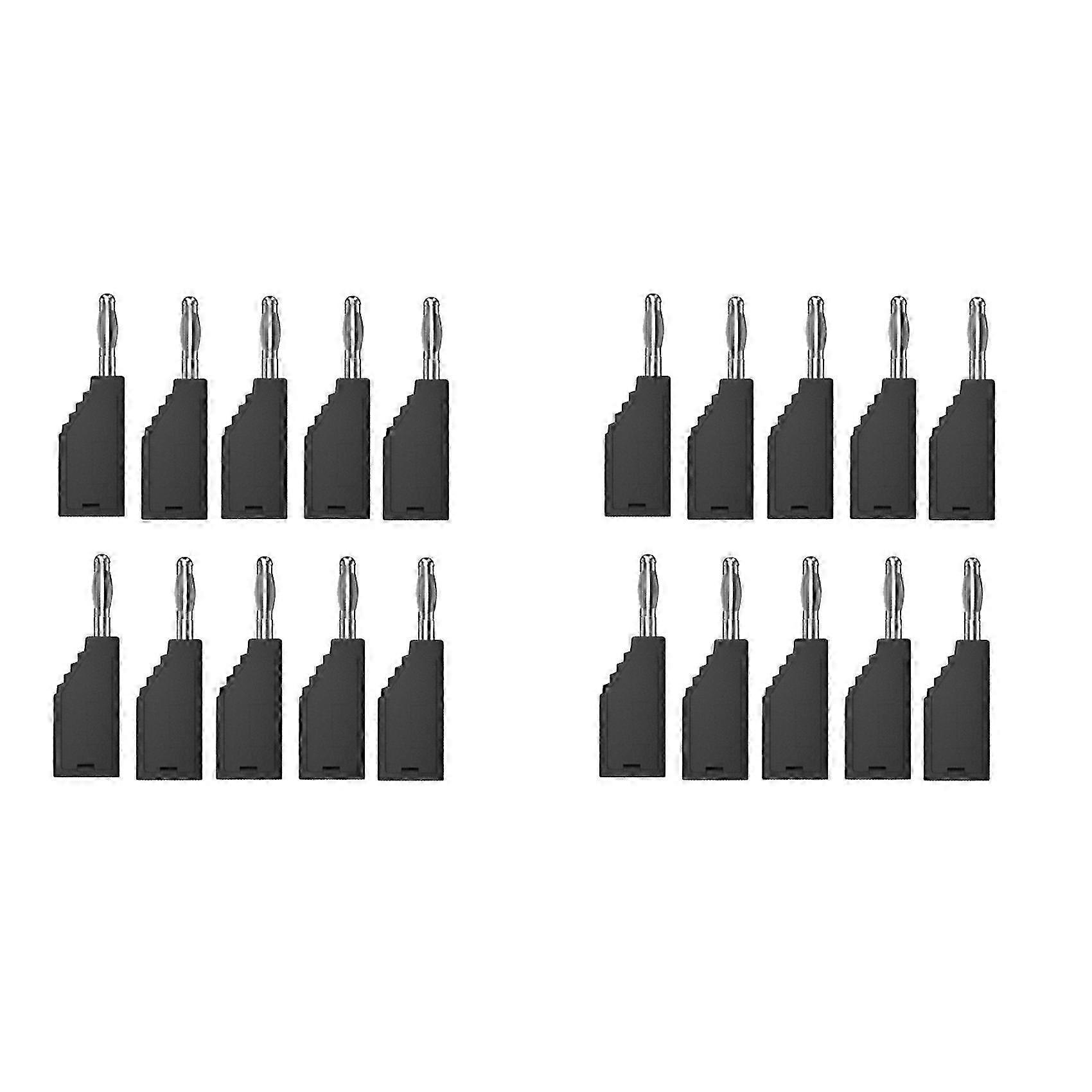 20pcs Connector Plug J.10054 4mm Stackable Plug Banana Plug Face Connector Wire Multi-Function Plugs,Black