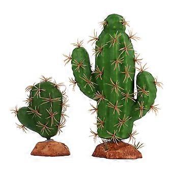 Pet Box Plant Decor Fake Cactus Ornament for Reptile Tank 2Pcs Set