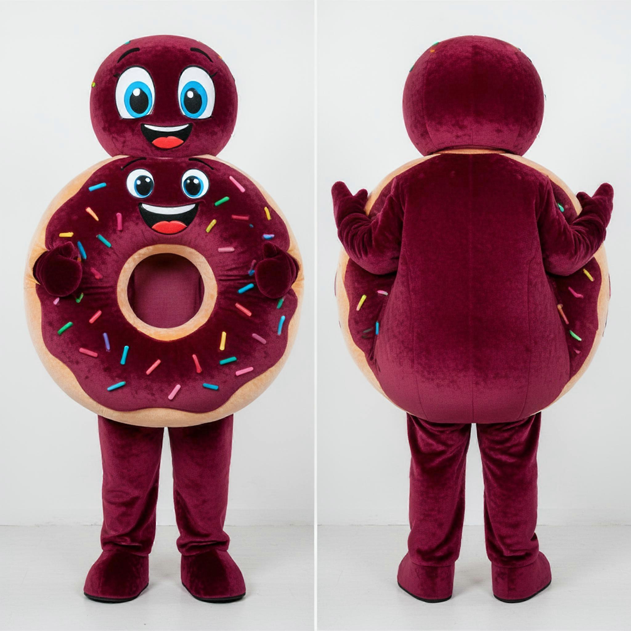 MASTICOT Maroon Round Donut Mascot