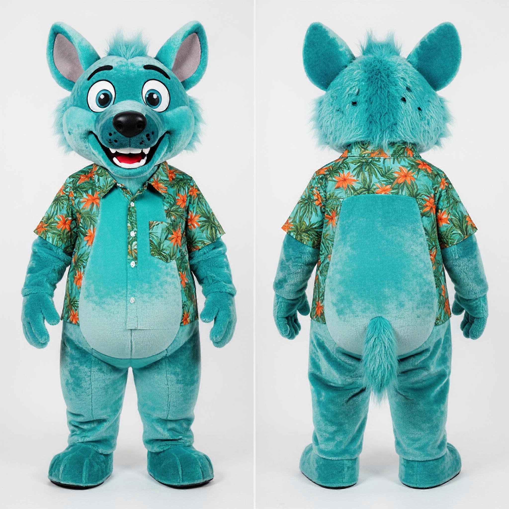 MASTICOT Cyan Plush Hyena Mascot