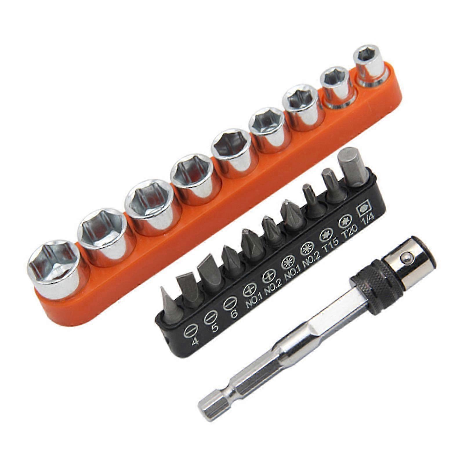 Pack Of 20 Socket Hexagonal Screwdriver Bit Kit Square Head Socket compatible with Efficient Socket Bit Switching In Various Tasks Multicolor