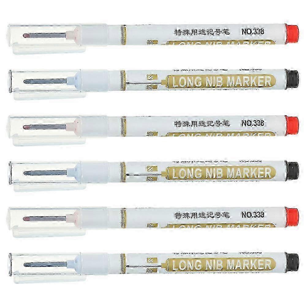 6Pcs Precision Ink Marker Pens compatible withCarpentry with Deep Hole Marking Function