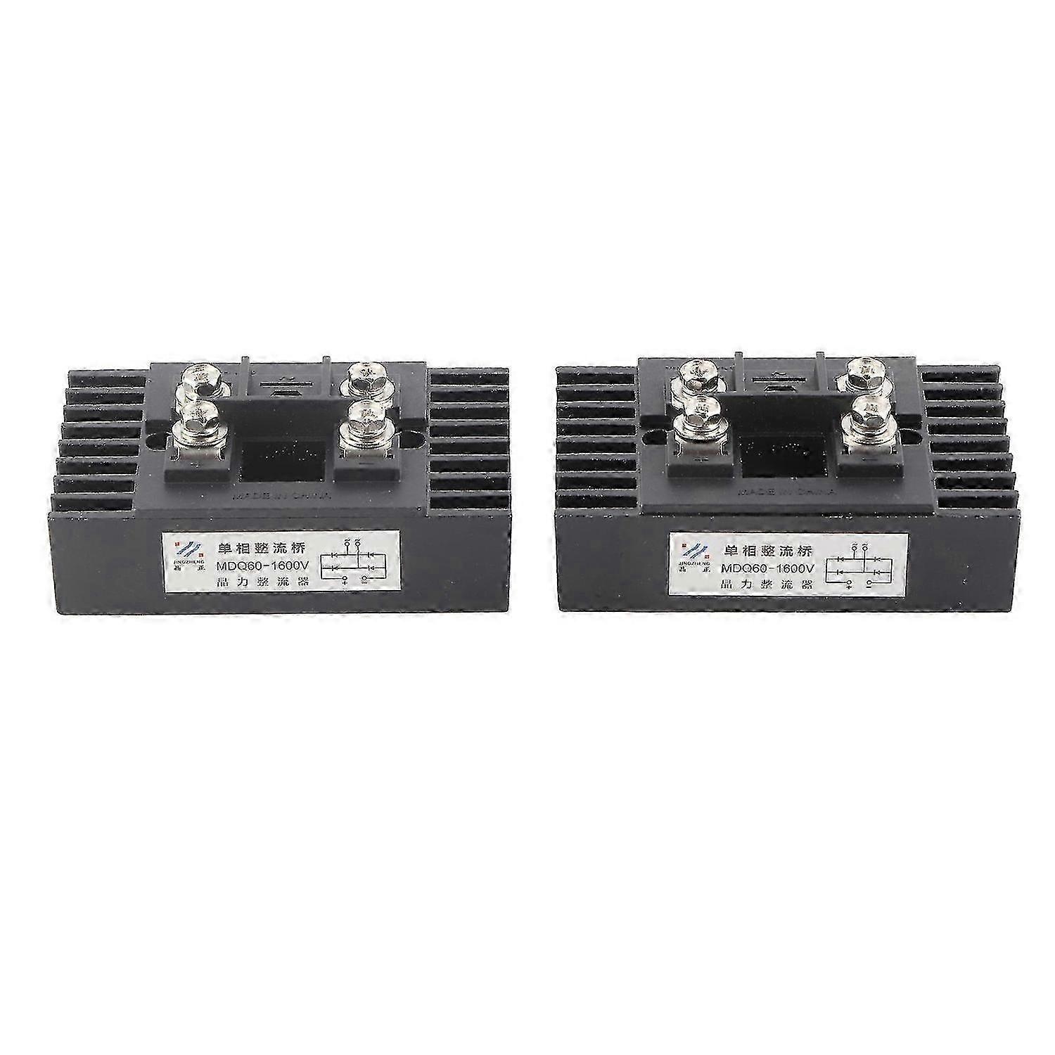 2 Pcs Bridge Rectifier MDQ60A 1600V Isolated Mounting Base Current Diode Module Rectifier with Heat Sink