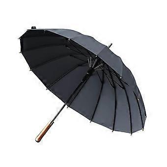 Windproof Travel Umbrella 16 Rib Automatic Umbrella with Wooden Handle for Men and Women Japanese Style