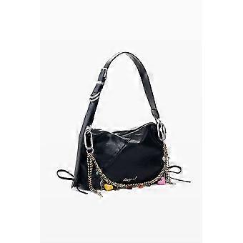 Desigual Gravity Letur Black Charm Detail Shoulder Bag 26WAXP78