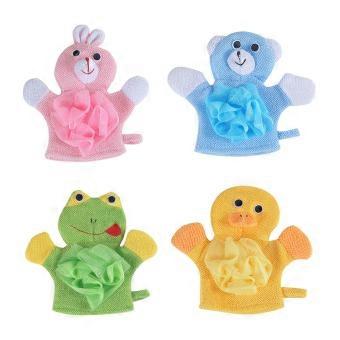 Cartoon Kids Bathing Glove for Safe Body Cleaning 4Pcs Set Assorted