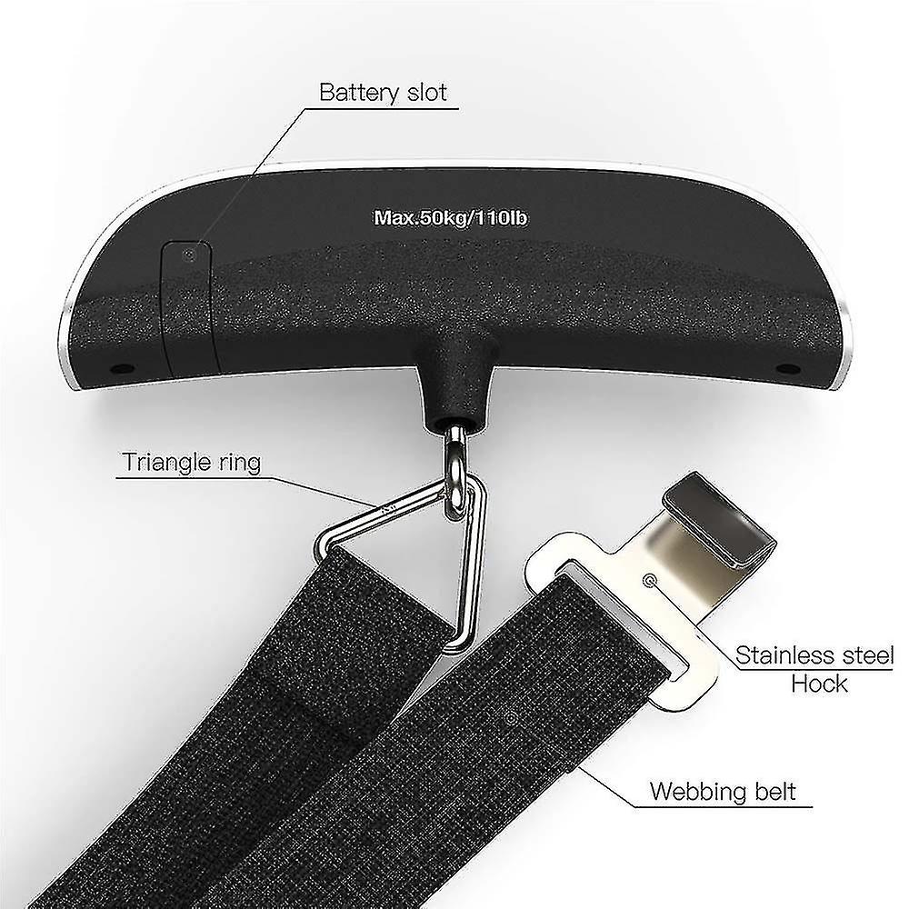 Digital Hanging Luggage Scale, Portable Handheld Baggage Scale For Travel, Suitcase Scale With Rubber Paint, Temperature Sensor, Pounds