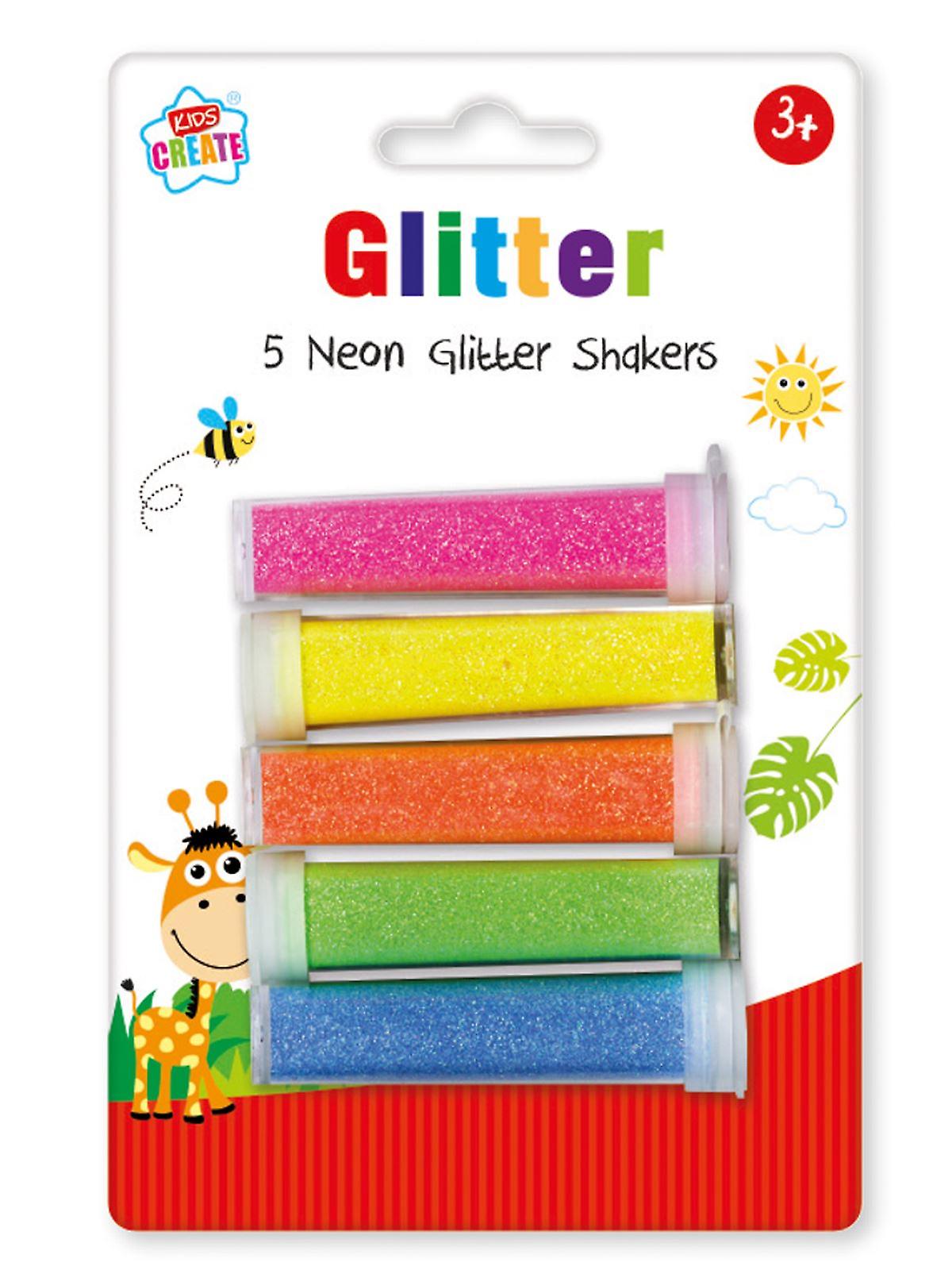 Kids Create 5 Pack Assorted Neon Glitter Shakers Childrens Arts &Crafts Set 3+