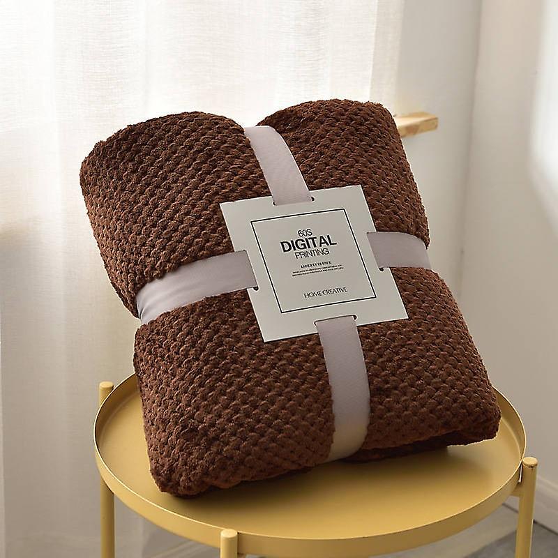 Pineapple Blanket Office Blanket Flannel Blanket Simple Solid Color Coffee