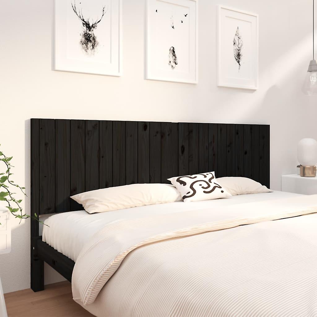 Headboard Black 205.5x4x100 cm Solid Pine Wood