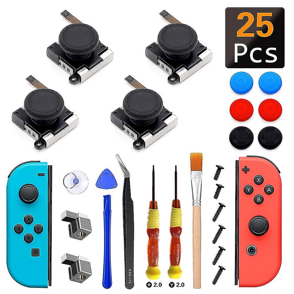 25 In 1 Hot Selling Repair Parts 3d Analog Thumb Stick For Nintend Switch Ns Joy-pad Joystick Caps Replacement Controller Kit