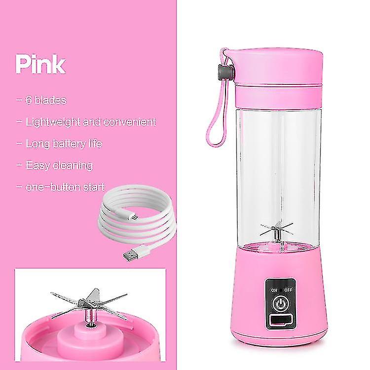 2022 Upgrade Version 380ml 6 Blades Portable Usb Rechargeable Fruit Mixer Bottle Mini Smoothie Electric Blenders Cups Juicer