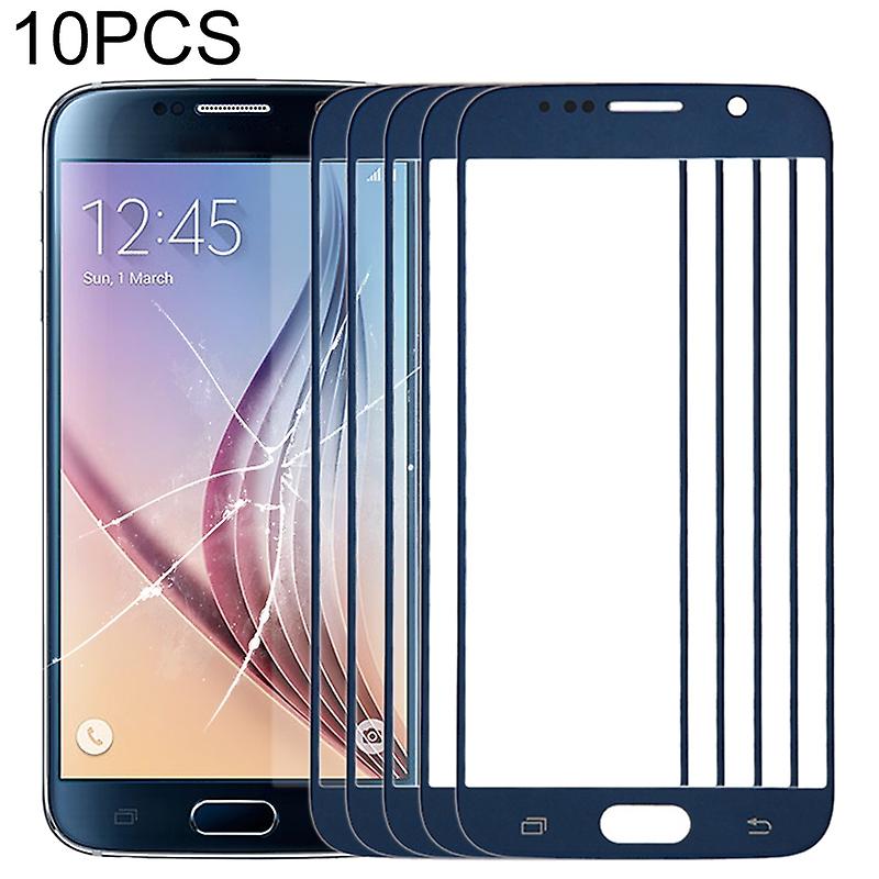 10 PCS Front Screen Outer Gl Lens for Galaxy S6 / G920F Dark Blue
