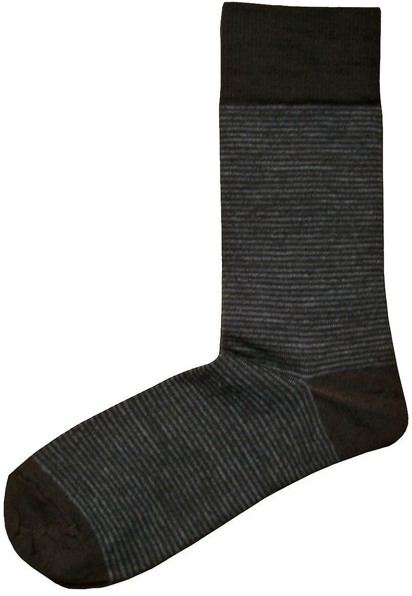 Bassin and Brown Thin Stripe Socks - Black/Grey