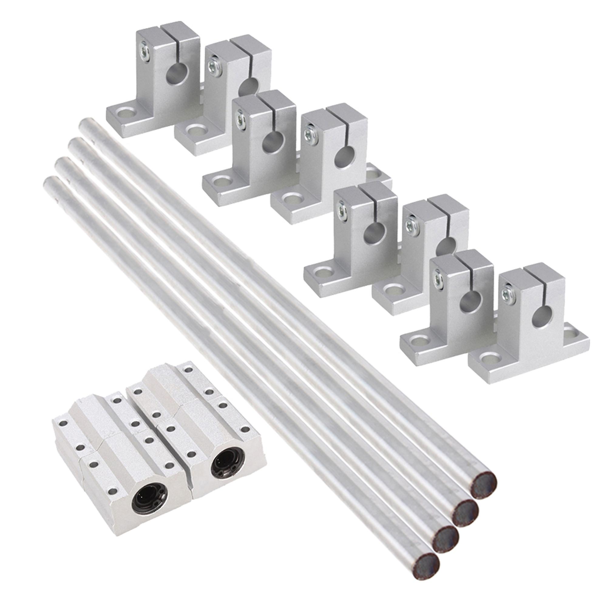 4 PCS Linear Optical Axis Slider Part Set w/ Rail Support for 3D Printer