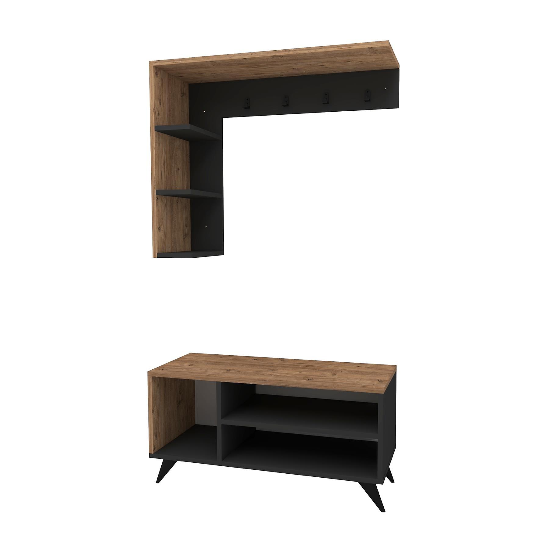 Cassia Hallway Coat Rack with Shelves - Atlantic Pine & Anthracite