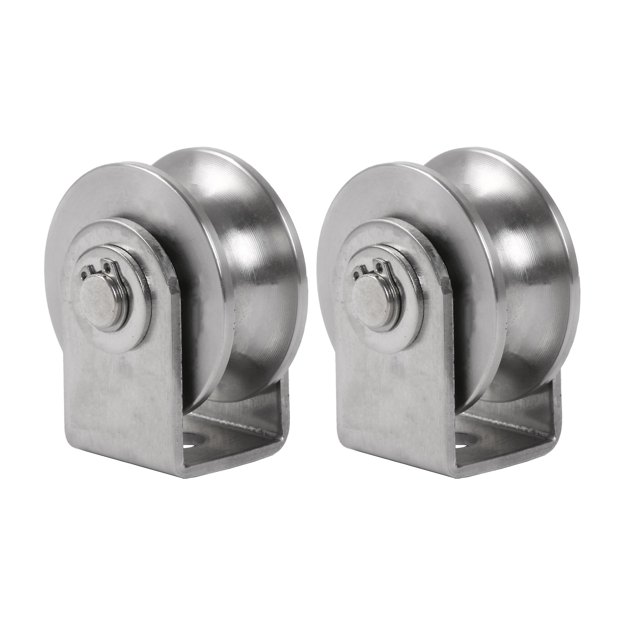 2 Pcs U-Shaped Bracket Wheel Roller Pulley with Bracket 1.89Inch 100 Lbs