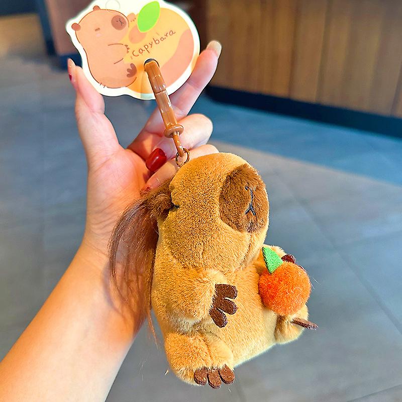 Plush Capybara Keychain Cute Keyring Fluffy Animals Bag Pendants Kid Kawaii Gift