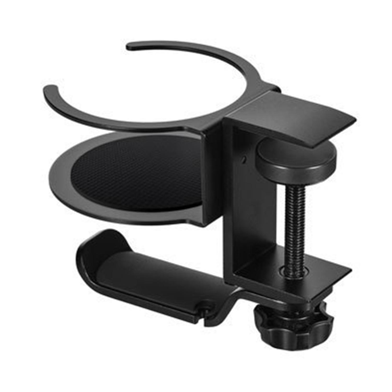 1 Set Decorative Cup Holder Wide Application Aluminum Alloy 2 in 1 Rotatable Headphone Rack for Home