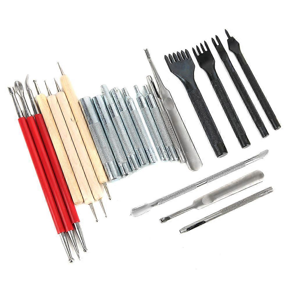 87pcs Leather Craft Tools Kit Hand Sewing Stitching Punching Carving Tool Set