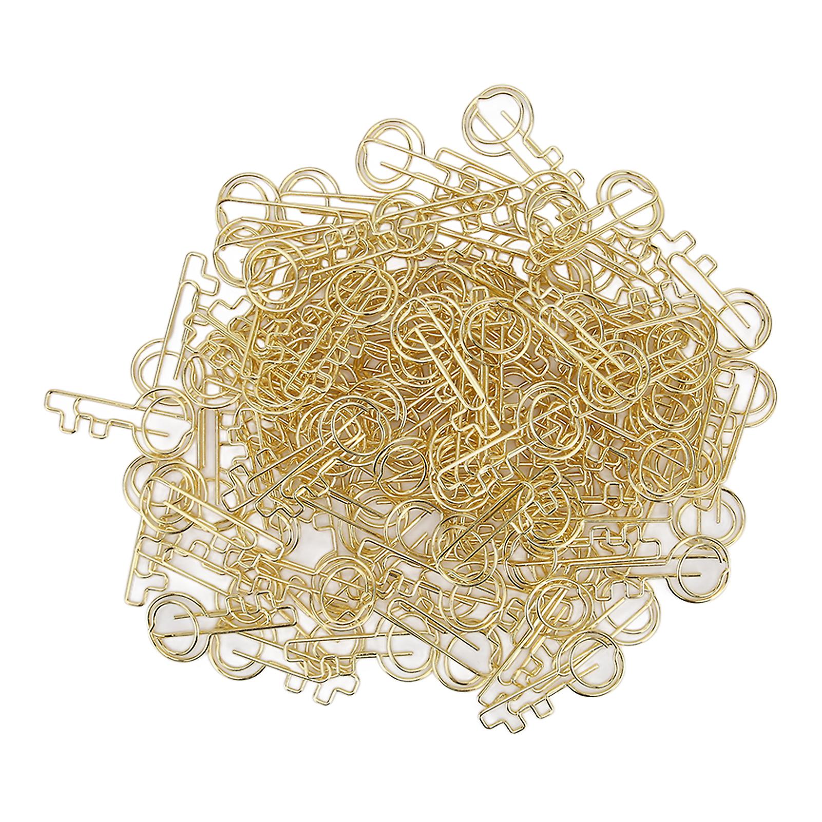 100Pcs Key Shaped Paper Clips - Portable Bookmark Clips for Document Classification