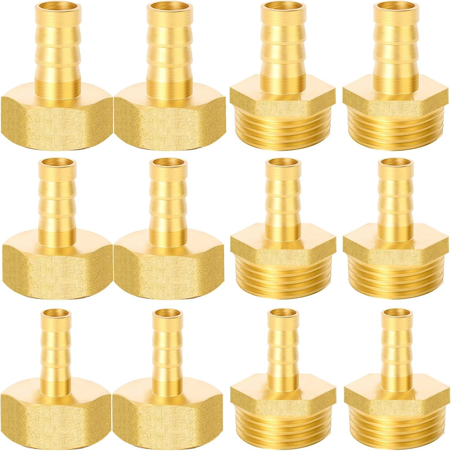 12 stuks 1/2" slangconnector, 8 mm, 10 mm, 12 mm, buitendraad en binnendraad voor luchtslang, gasslang, waterslang ZeGoods