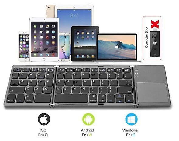 Foldable Bluetooth Keyboard Rechargeable Bluetooth Keyboard with Large Touchpad Tri-Folding Ultra Sl