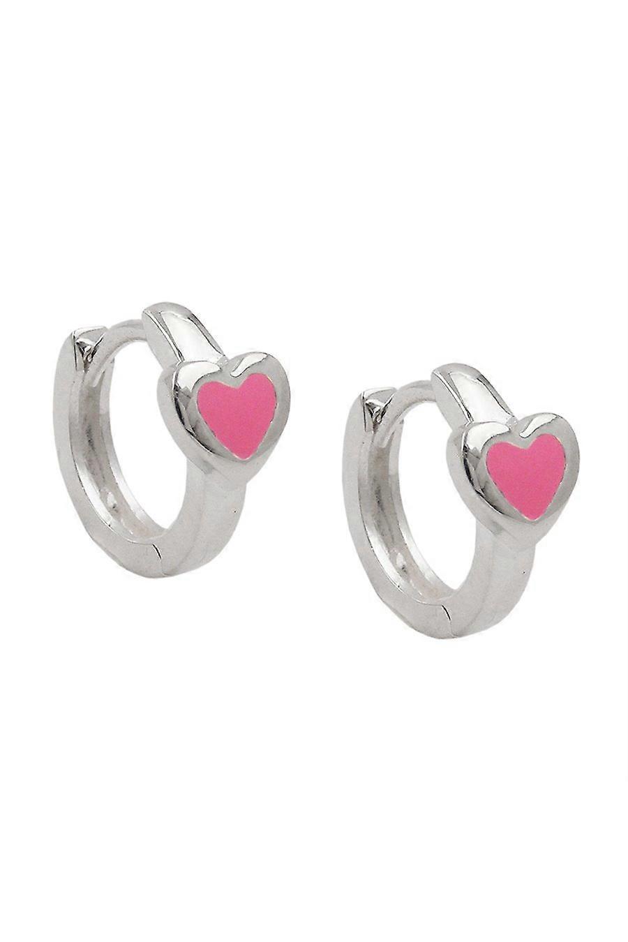 Hoop Earrings Heart Pink Silver 925 - Gl93636