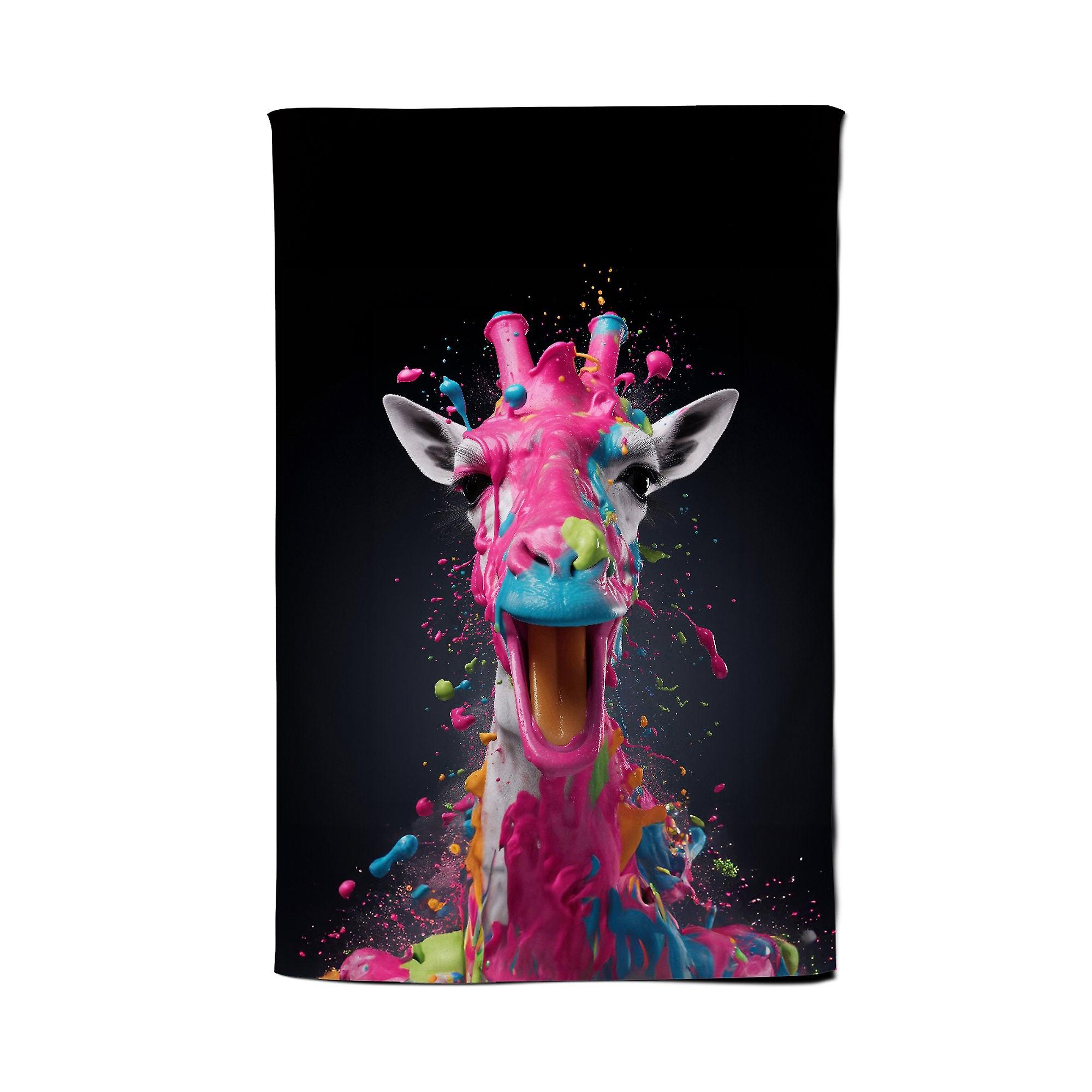 Splashart Giraffe Face Pink Tea Towel