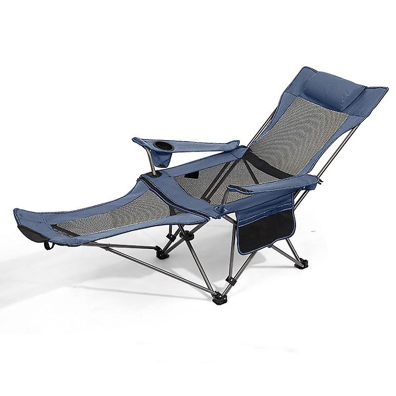 كرسي قابل للطي في الهواء الطلق كرسي محمول قابل للتعديل 2 في 1 مع مسند قدم قابل للإزالة للتخييم فناء نزهة الصيد