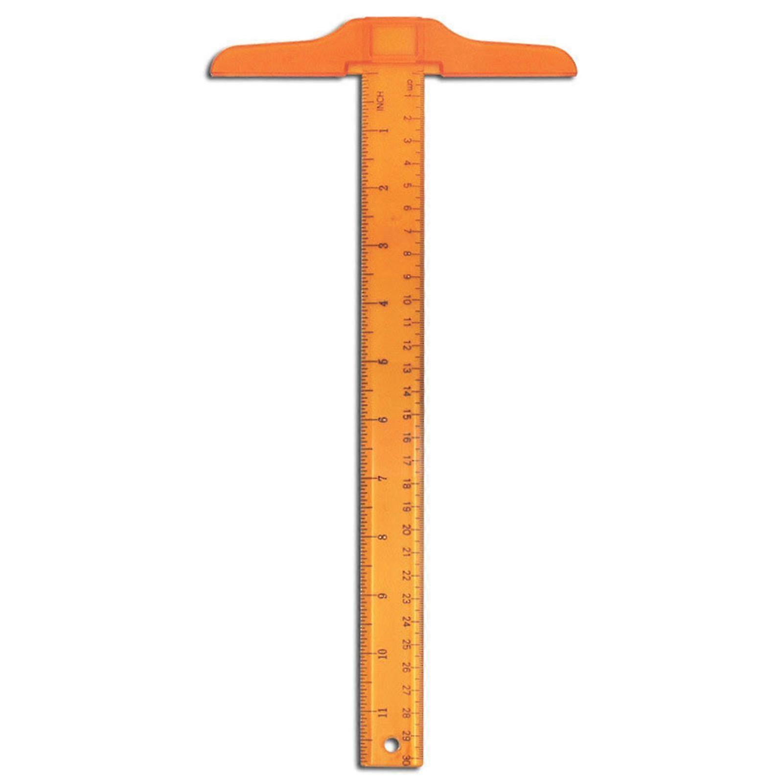 30cm/12" Plastic T-Square Metric Ruler cm/inch Double Side Scale T Shaped Ruler Measuring Tool